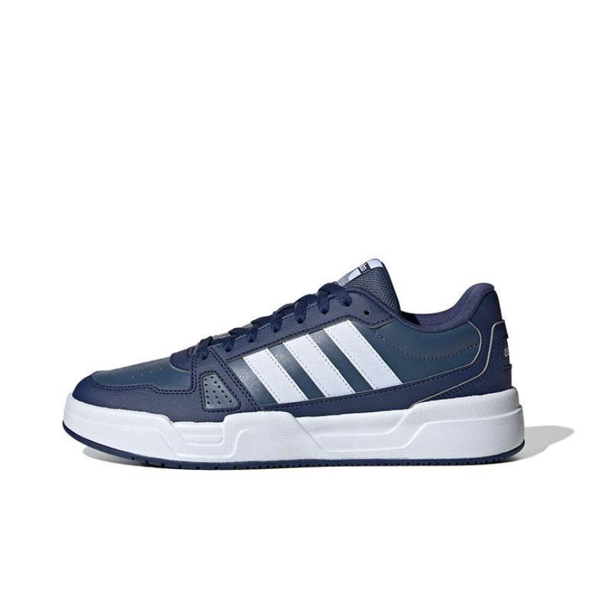 推荐商品：adidas LITE BALLER 板鞋 软弹防滑耐磨舒适透气复古织物合成革轻运动轻量化篮球风 白色/深蓝色
