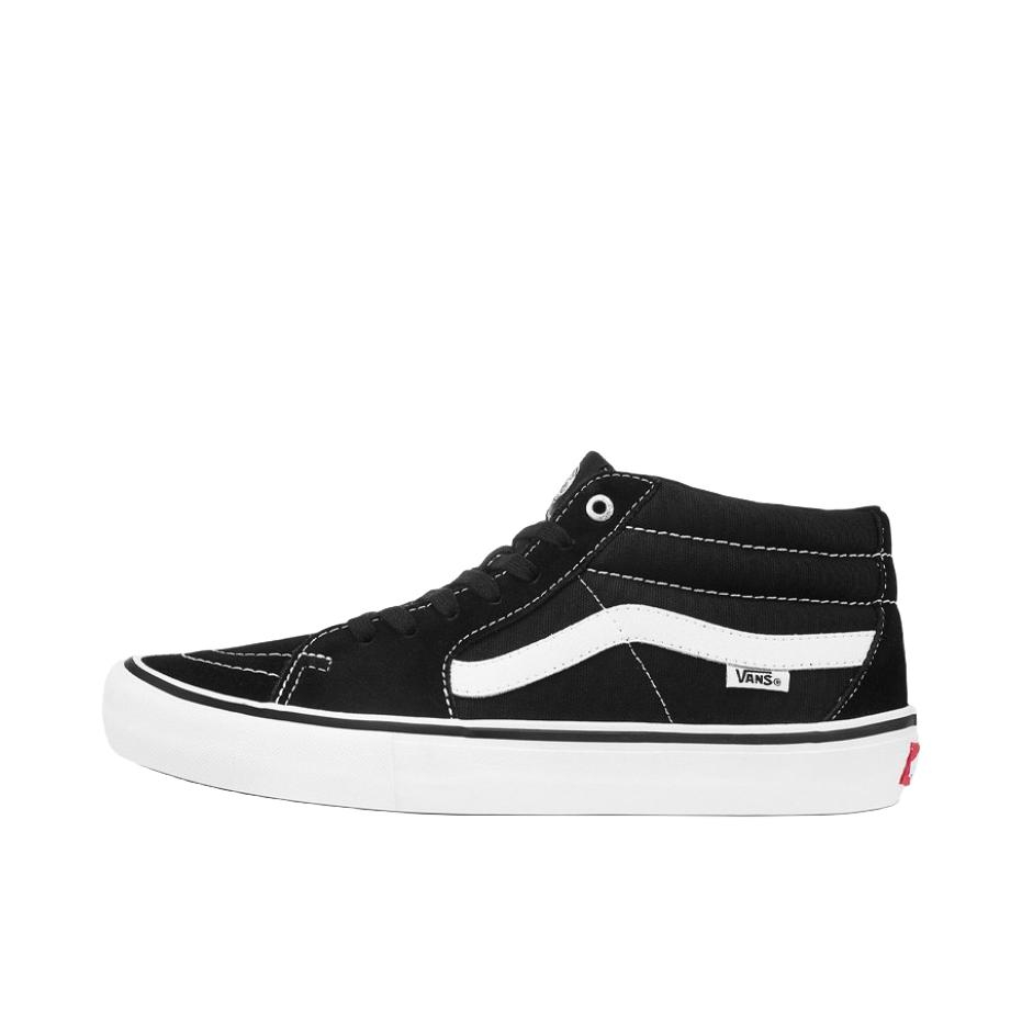推荐商品：Vans/范斯 SK8-Mid 板鞋 潮流拼接复古百搭防滑耐磨 Black/White 白黑色