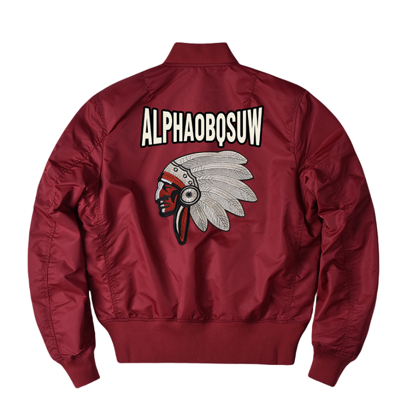 推荐商品：阿尔法马丁 美式图案印花加厚短款立领棉服 酒红/冬季棉衣款