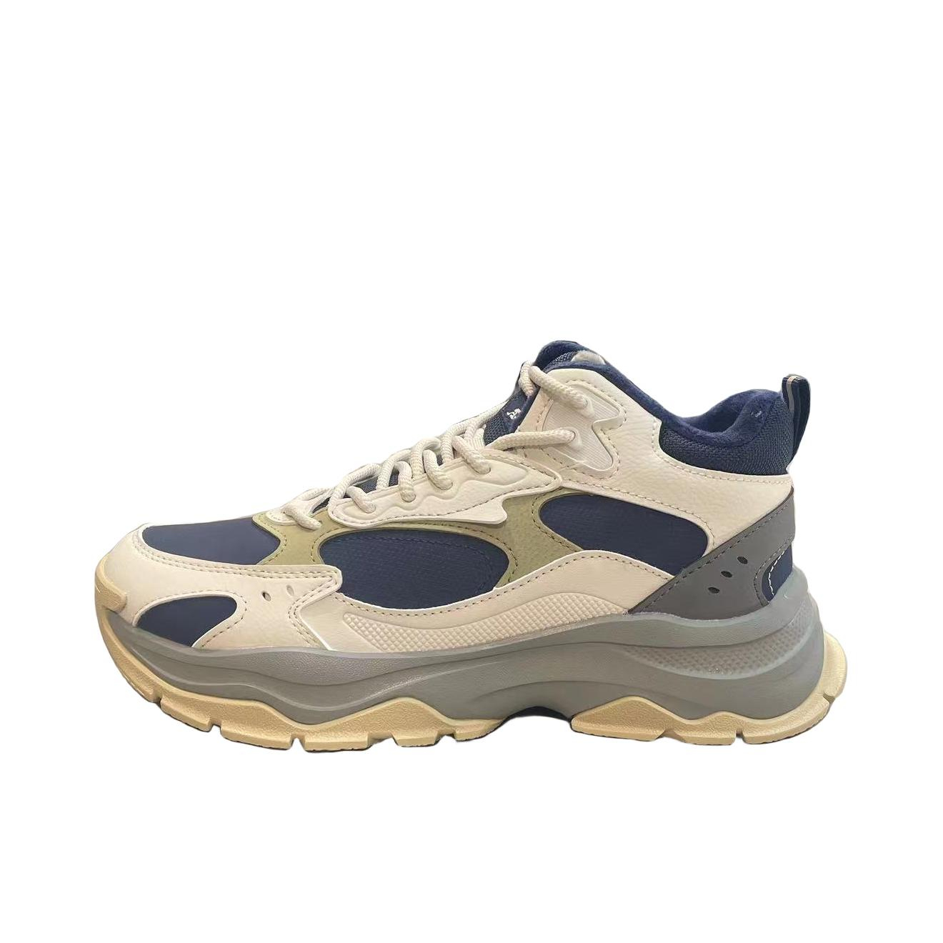 推荐商品：安踏 防滑耐磨 舒适透气 增高加厚 抗寒防风 加绒吸汗 运动休闲鞋 122348984 米色/灰色