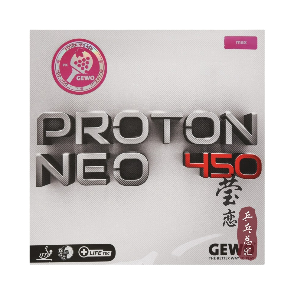 推荐商品：GEWO捷沃 PROTON NEO 450 高粘性 耐打 进阶款 韧性强 控球型 弧圈 乒乓球拍胶皮