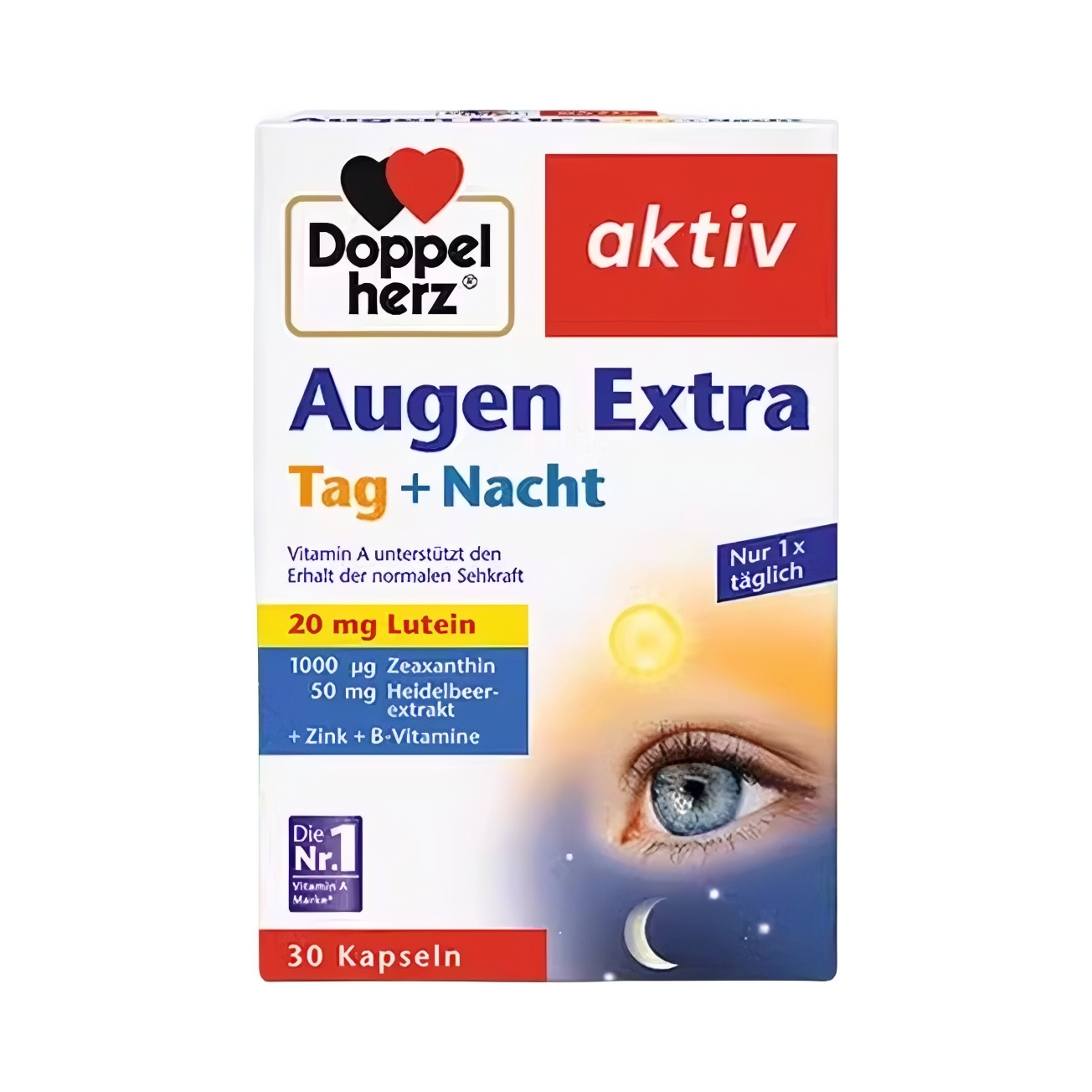 推荐商品：Doppelherz/双心 日常版 蓝莓叶黄素护眼胶囊 盒装 护黄斑