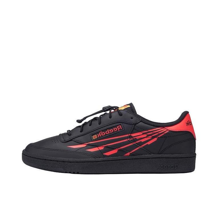 推荐商品：Reebok/锐步 Club C 85 经典复古 防滑耐磨 防水 运动 脏脏鞋 板鞋 黑色/正红