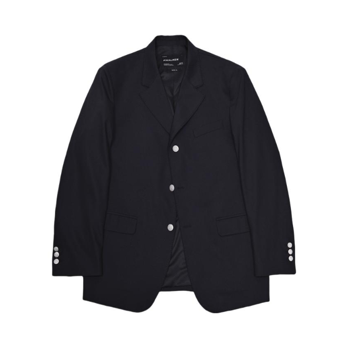 推荐商品：AWALKER 复古廓形金属纽扣西装 藏青