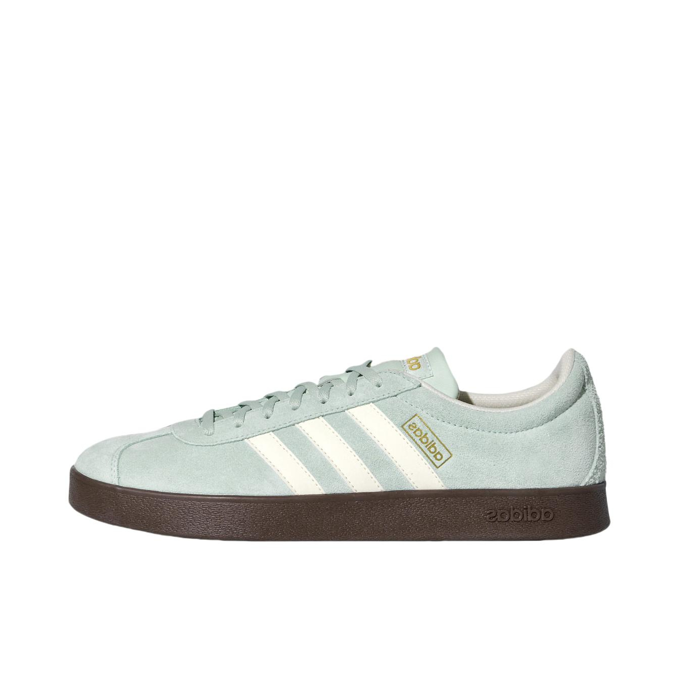 推荐商品：adidas VL Court T头鞋 德训鞋 板鞋 休闲舒适轻便减震耐磨防滑轻运动复古圆头 蒸汽绿/汉玉白/金色