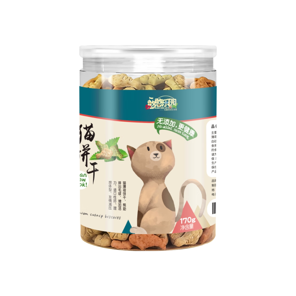 推荐商品：憨憨乐园 猫薄荷小鱼饼干磨牙洁齿宠物猫咪零食