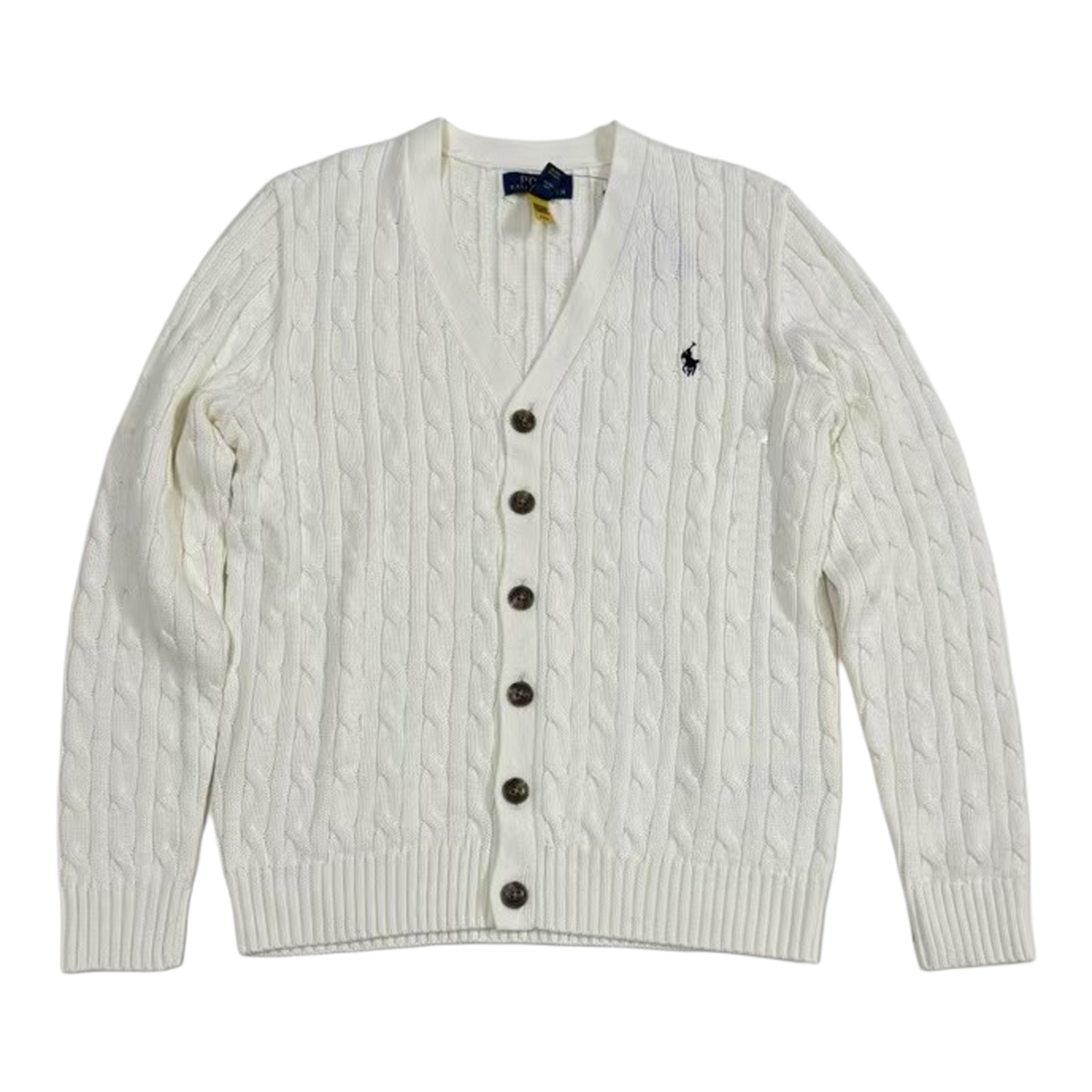 Ralph Lauren/拉夫劳伦童装 FW24 小马徽标V领单排扣针织衫 中小童 323925718 白