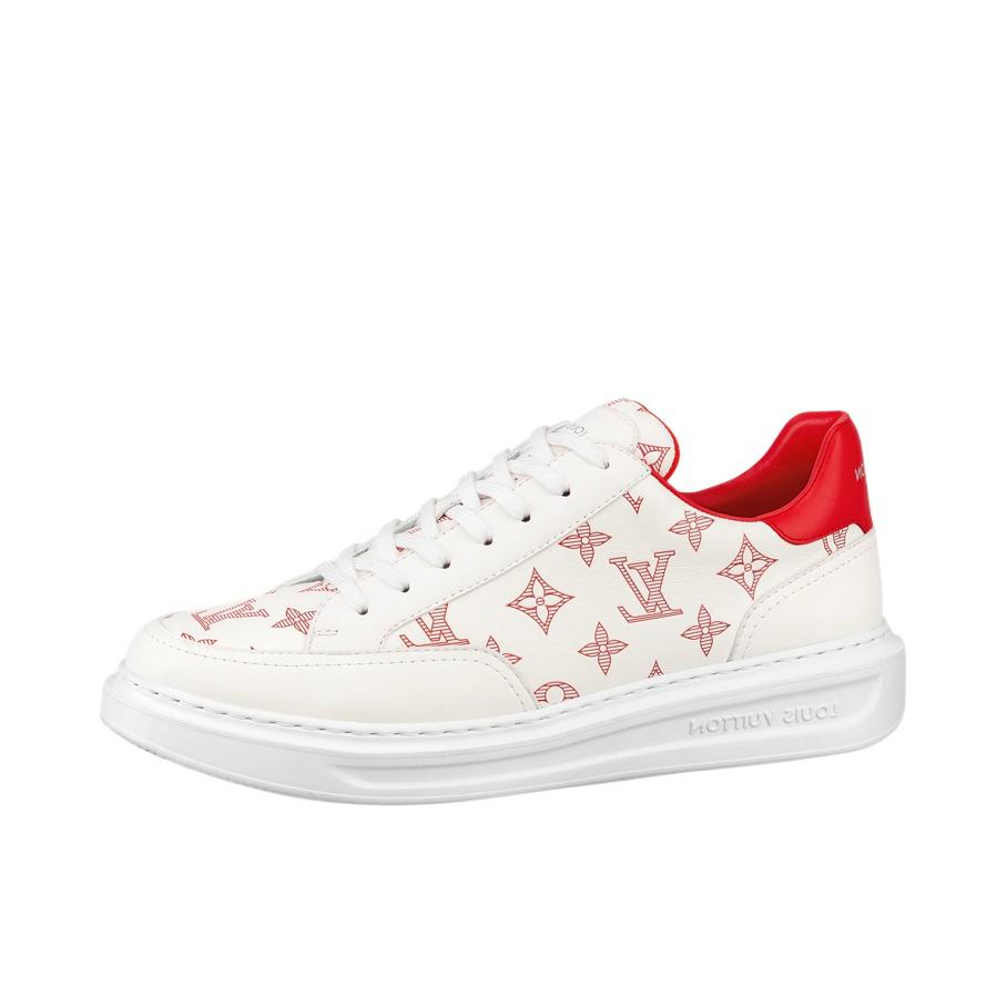 推荐商品：Louis Vuitton beverly hills系列 小牛皮 时尚简约 防滑耐磨 板鞋 白色/红色