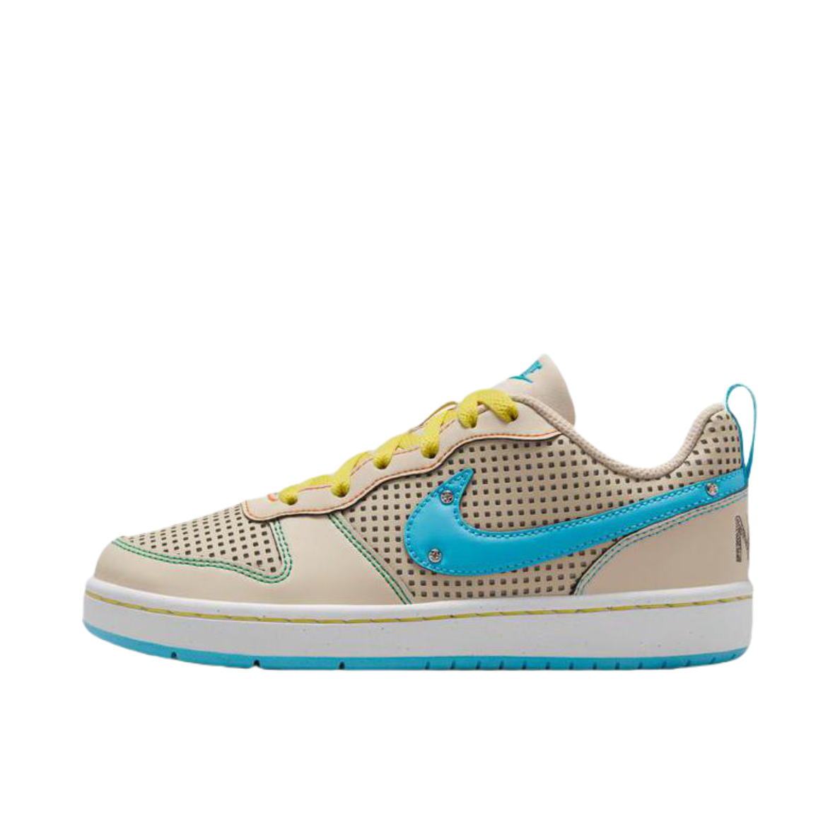 推荐商品：Nike Court Borough 复古 舒适透气 防滑耐磨 轻便 防水耐穿 板鞋 运动休闲鞋 大童/米色/蓝色