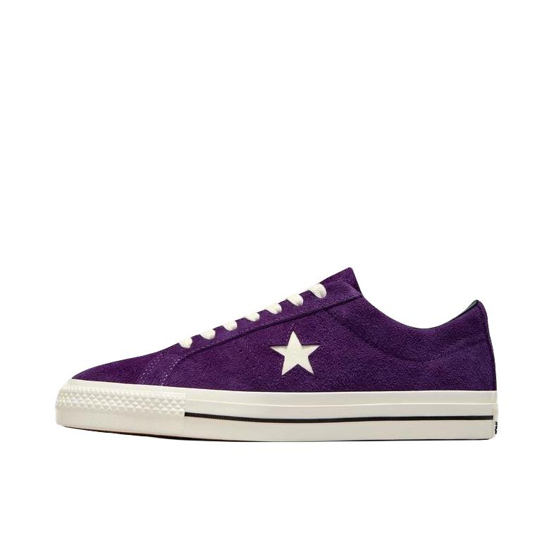 推荐商品：Converse/匡威 One Star 翻毛皮 防滑 复古 星星鞋 板鞋 深紫色/米黄色