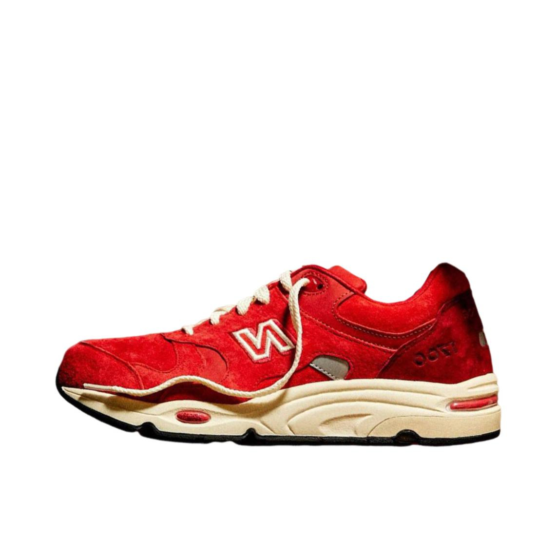 推荐商品：New Balance 1700 跑鞋 绒面革织物合成革复古减震耐磨透气防滑马拉松皮革舒适 KITH联名/红色