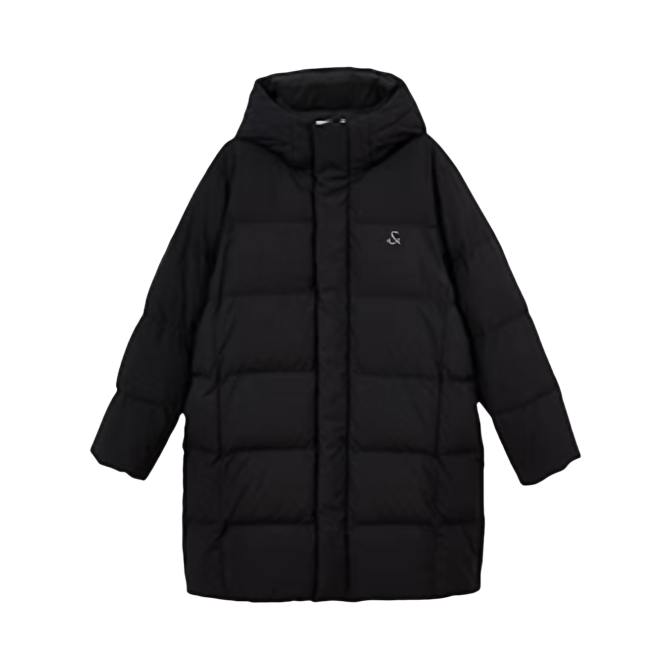 JACK JONES 奥特莱斯防泼水加厚款中长款连帽鸭绒羽绒服 223412052 黑