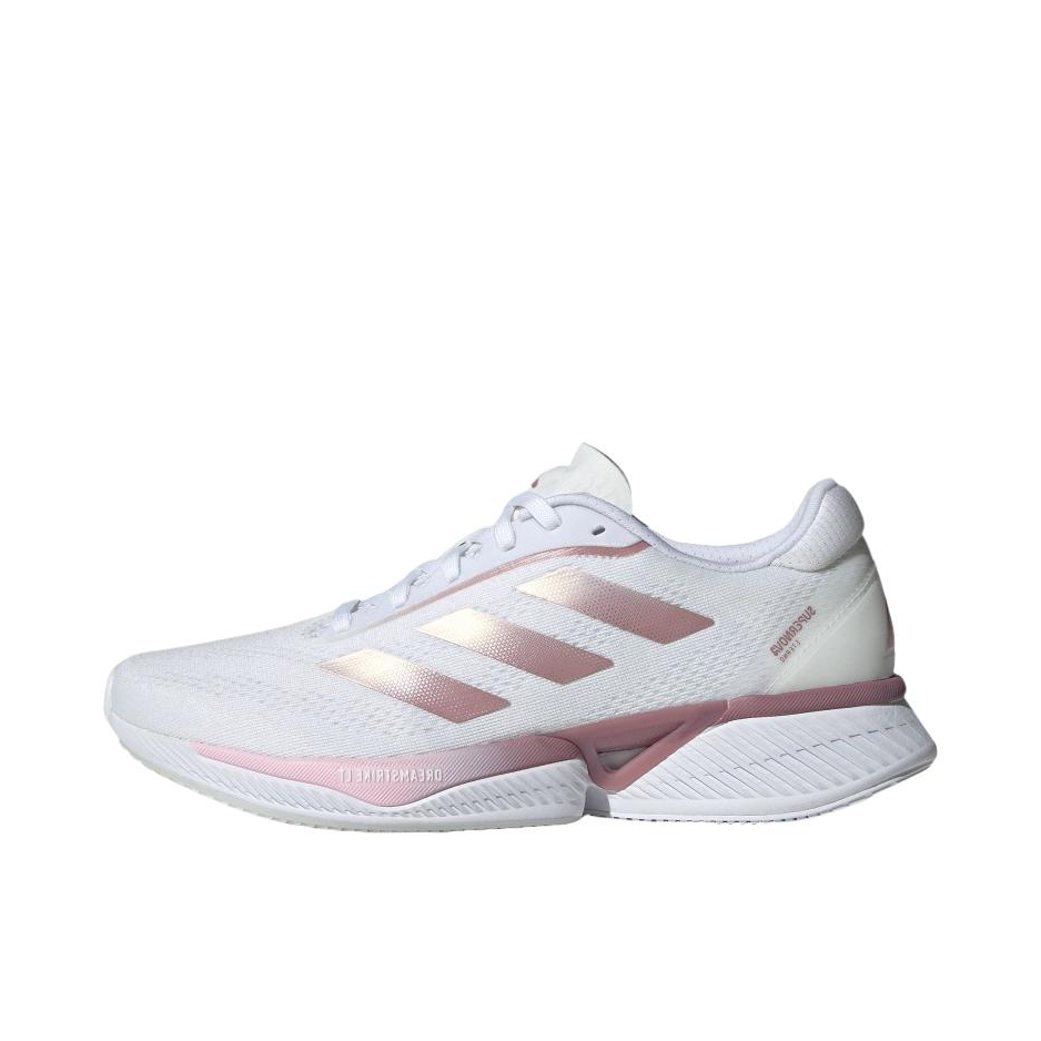 推荐商品：adidas Supernova Eterno 跑鞋 织物回弹减震防滑耐磨慢跑体测训练轻便 女款/白色/清澈粉