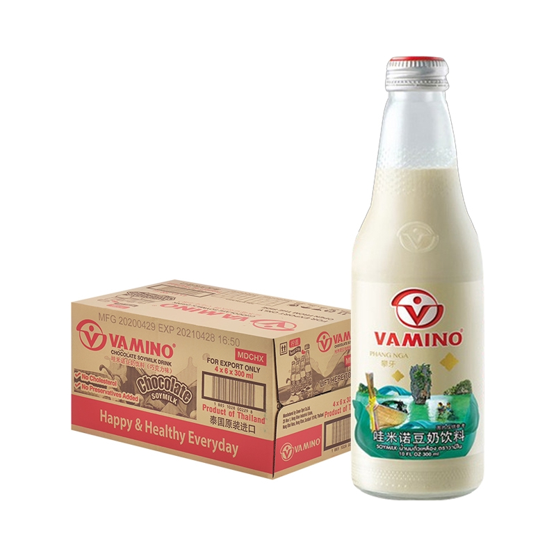 推荐商品：Vamino/哇米诺 豆奶 300ml 瓶装 进口原味早餐玻璃瓶 原味