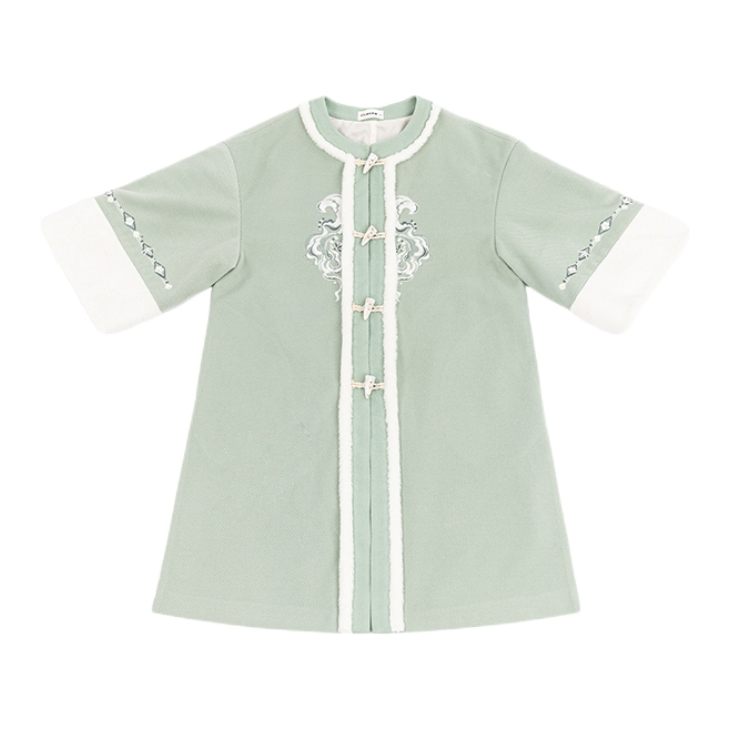 推荐商品：汉尚华莲 月灯游 秋冬明制新中式穿搭织金马面裙汉服 女装 绿/对襟长披袄