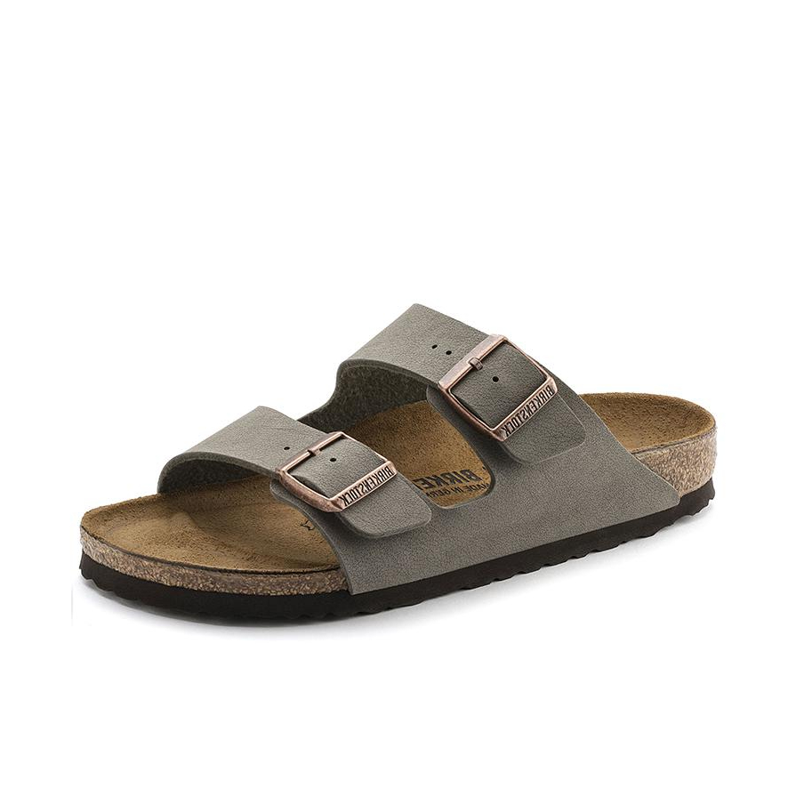 推荐商品：Birkenstock Arizona系列 舒适软底 外穿 软木 双扣 一字 圆头 绒面 搭扣 牛皮革 双带 防磨 拖鞋 勃肯鞋 窄版/灰棕色 