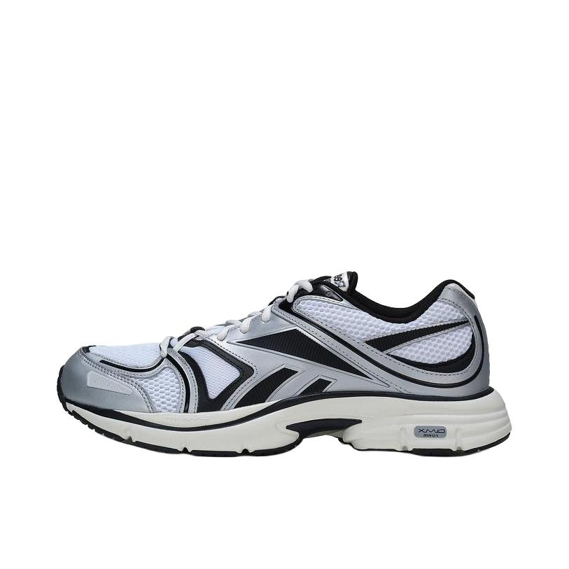 推荐商品：Reebok/锐步 Premier Road Plus VI 运动休闲鞋 经典复古织物拼接合成革圆头减震轻便包裹性 液态银/黑色
