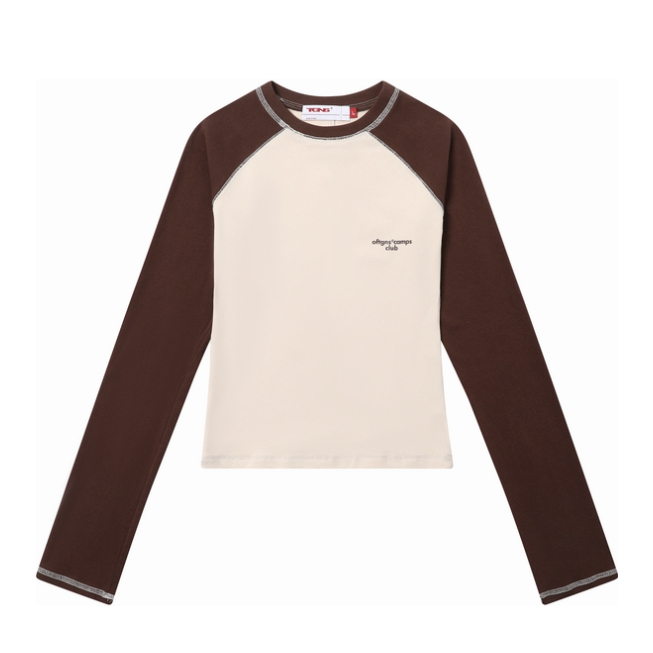 推荐商品：TGNS 欧美风紧身插肩长袖收腰短款紧身衣 男女同款 24SYSS028 摩卡棕