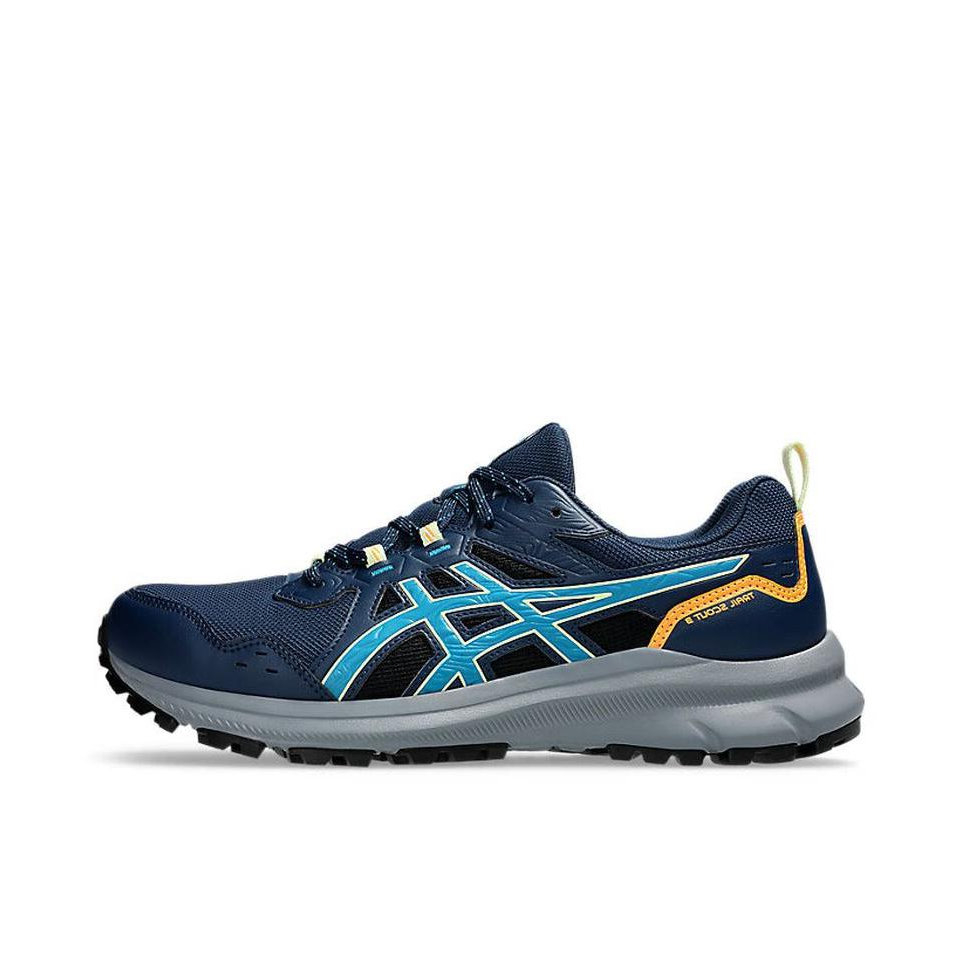 推荐商品：Asics/亚瑟士 Trail Scout 3 跑鞋 防滑耐磨轻便透气舒适回弹百搭简约抓地 深蓝色/黄色