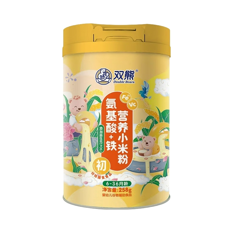 推荐商品：双熊/DOUBLE BEARS 婴幼儿氨基酸加铁营养小米粉无奶