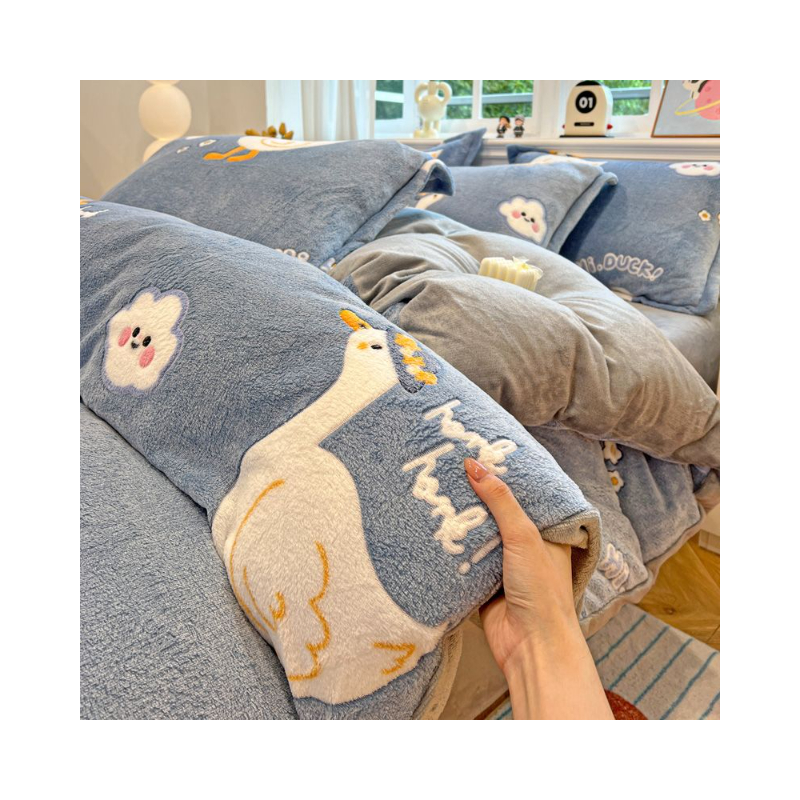 推荐商品：璞桓 小清新系列 牛奶绒 四件套