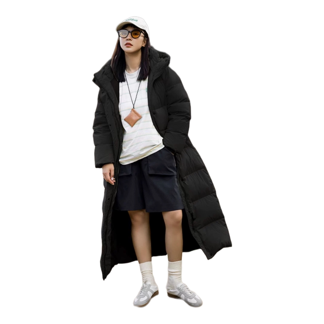 推荐商品：道木熙  加厚白鸭绒过膝长款羽绒服 女装 2220 黑