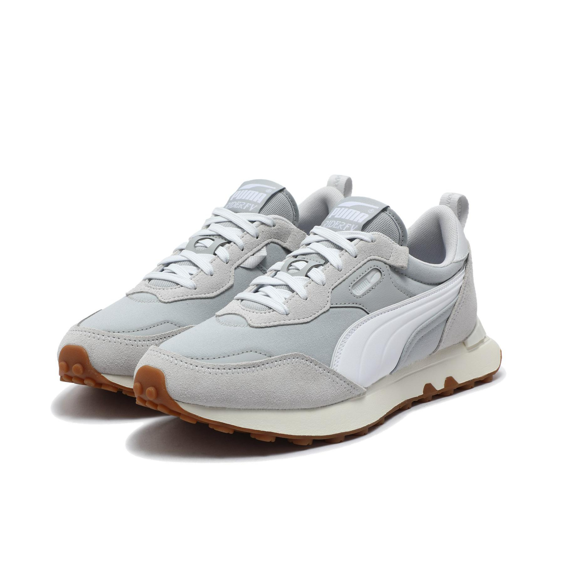推荐商品：Puma/彪马 Rider FV 运动休闲鞋 减震防滑耐磨舒适轻便网面透气复古百搭抓地 浅灰色/白色/灰色