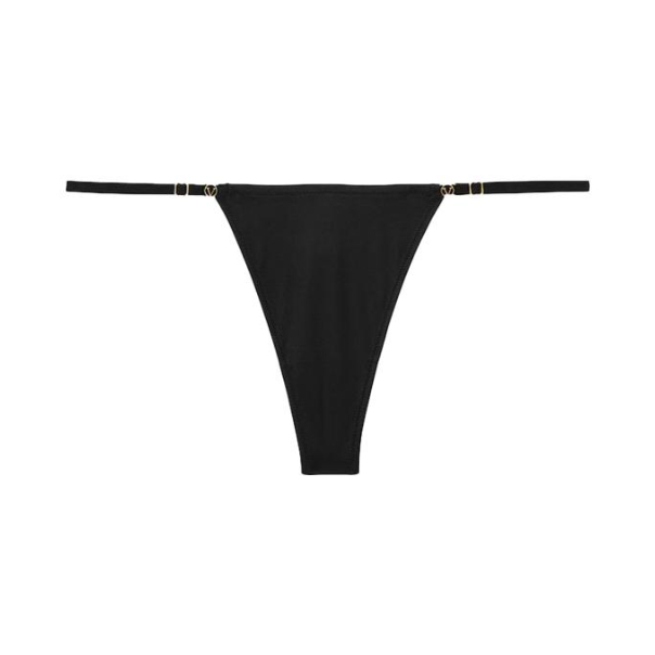 推荐商品：Victoria's Secret/维多利亚的秘密 大秀系列性感可调节系带细带光滑低腰不包臀女士丁字内裤 11249802 黑