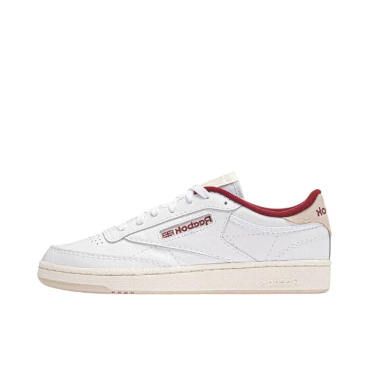 推荐商品：Reebok/锐步 Club C 85 经典复古 防滑耐磨 防水 运动 脏脏鞋 板鞋 白色/米色/红色