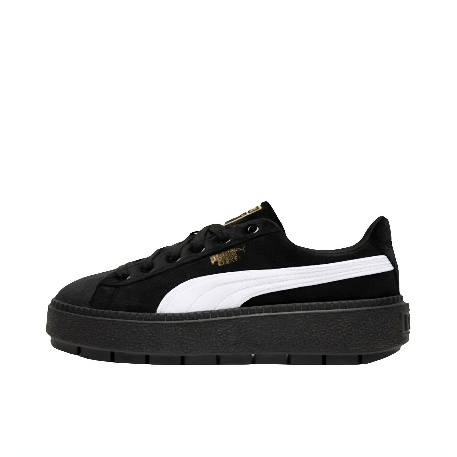 推荐商品：Puma/彪马 Platform Trace 潮流复古 面包鞋 增高鞋 运动休闲鞋 White/Black 女款/黑白/金标