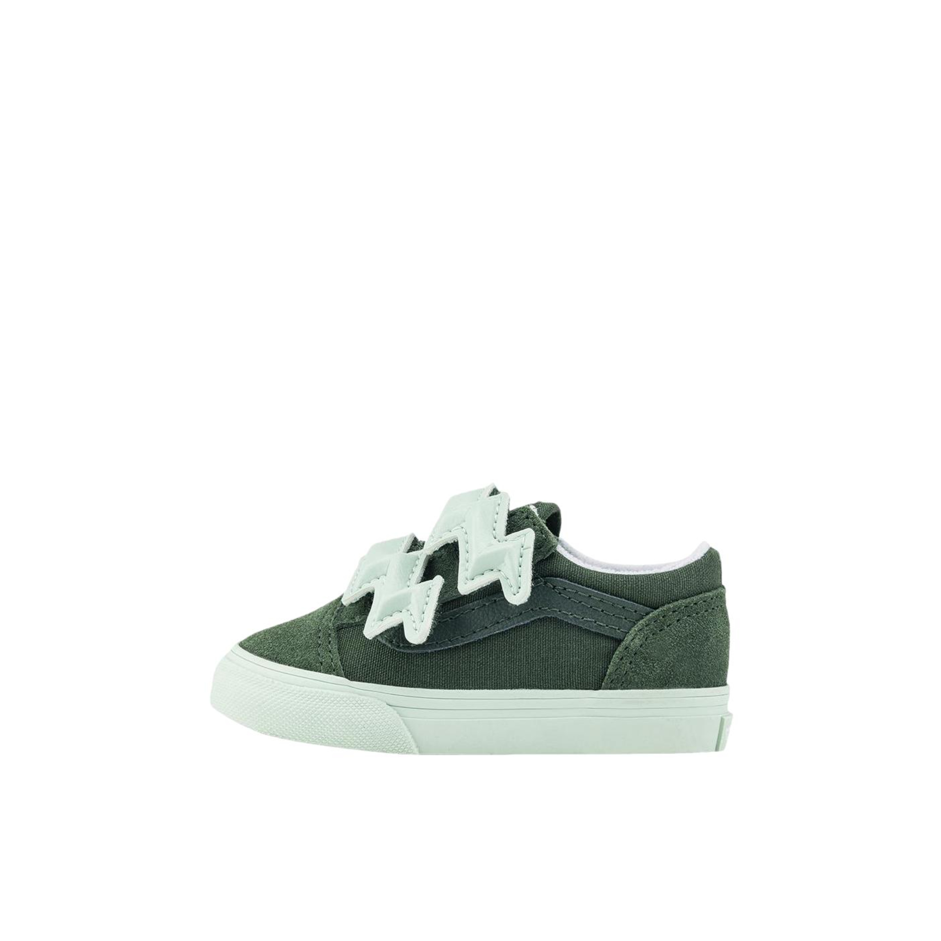 推荐商品：Vans/范斯 Old Skool 魔术贴 防滑耐磨 减震 软底 板鞋儿童 婴童/绿色/青色