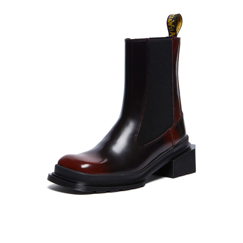 推荐商品：Dr. Martens Maybole 英伦风 方头 粗跟 切尔西靴 樱桃红色