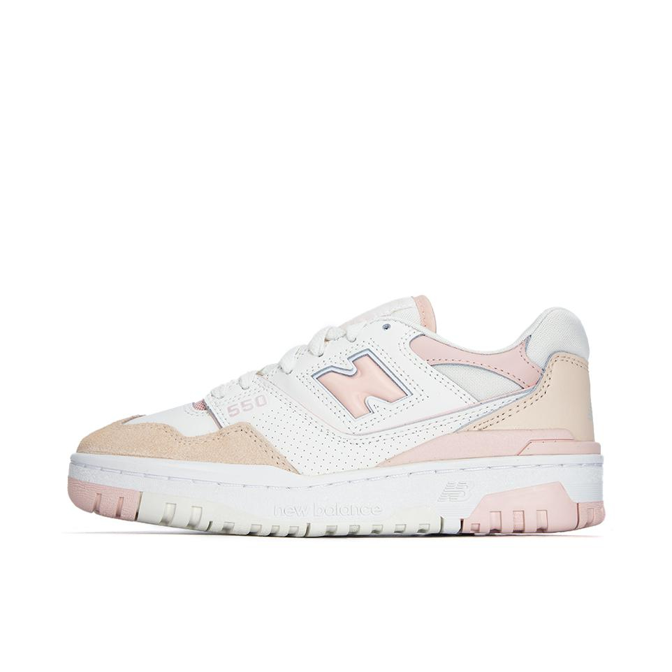 推荐商品：New Balance 550 复古 舒适 百搭 减震透气 防滑耐磨 潮流 运动休闲鞋 女款/白色/粉色