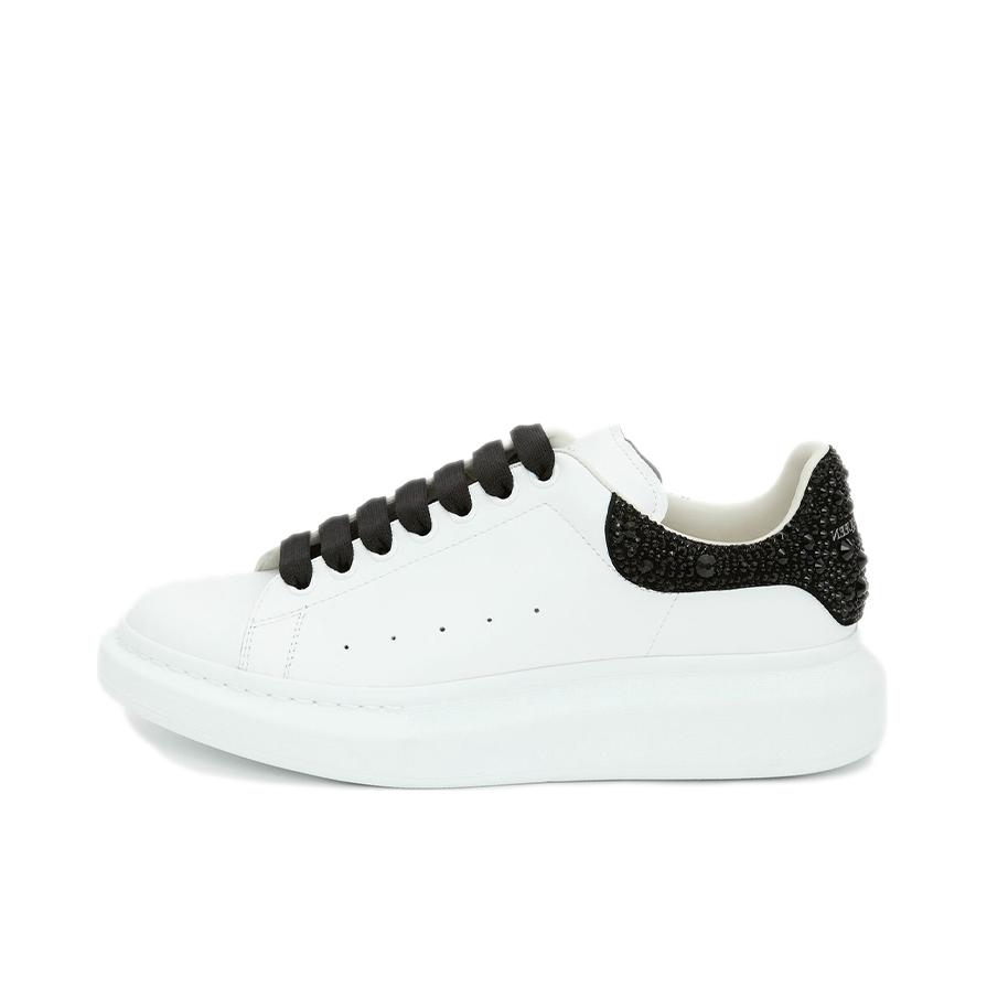 推荐商品：Alexander McQueen/亚历山大麦昆 舒适 耐磨 圆头 皮革 增高 防水 厚底鞋 运动休闲鞋 白色/水晶黑尾