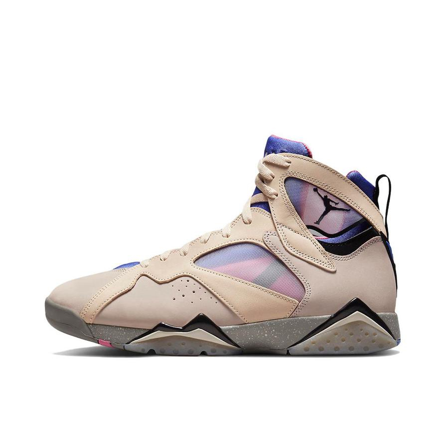 推荐商品：Air Jordan 7 运动休闲鞋 时尚防滑耐磨复古支撑合成革网布潮流 Sapphire 微光粉/黑色/蓝宝石色