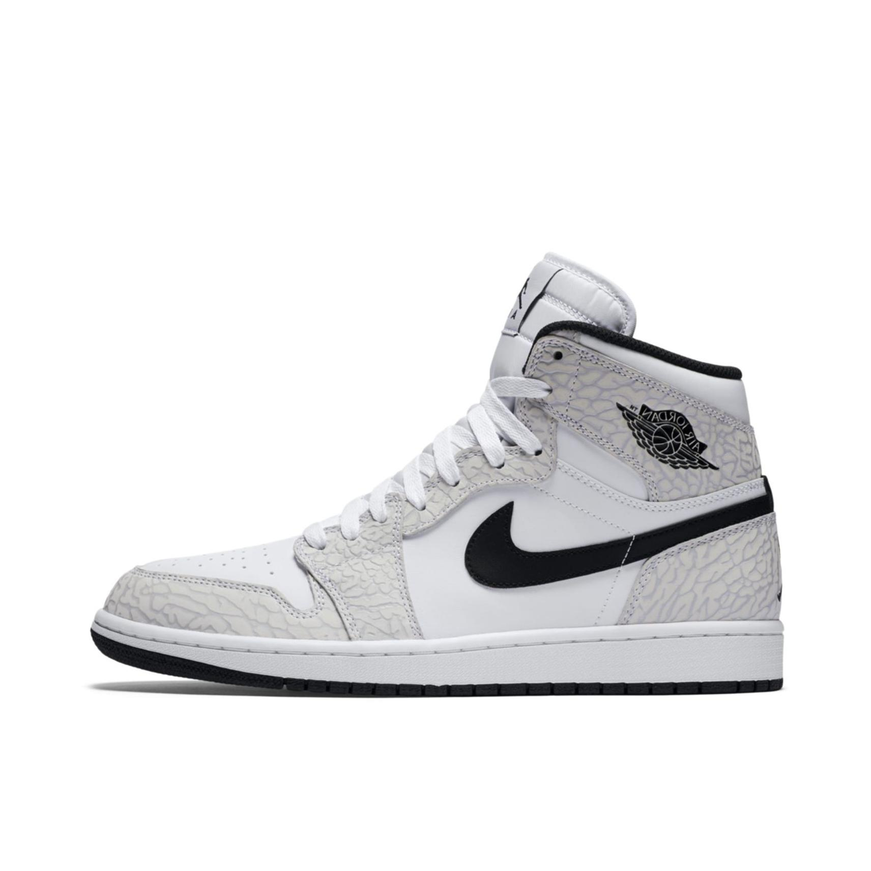 推荐商品：Air Jordan 1 板鞋 运动休闲鞋 复古潮流支撑合成革 White Elephant Print 高帮/白爆裂纹