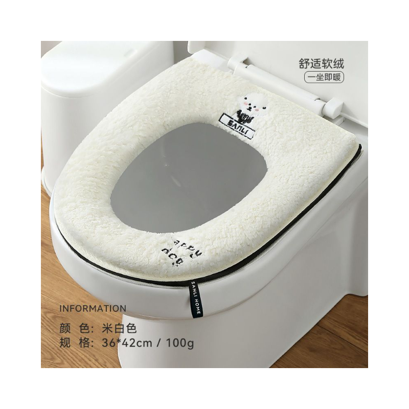 推荐商品：SANLI/三利 刺绣全包款 珊瑚绒 36x42cm 马桶垫