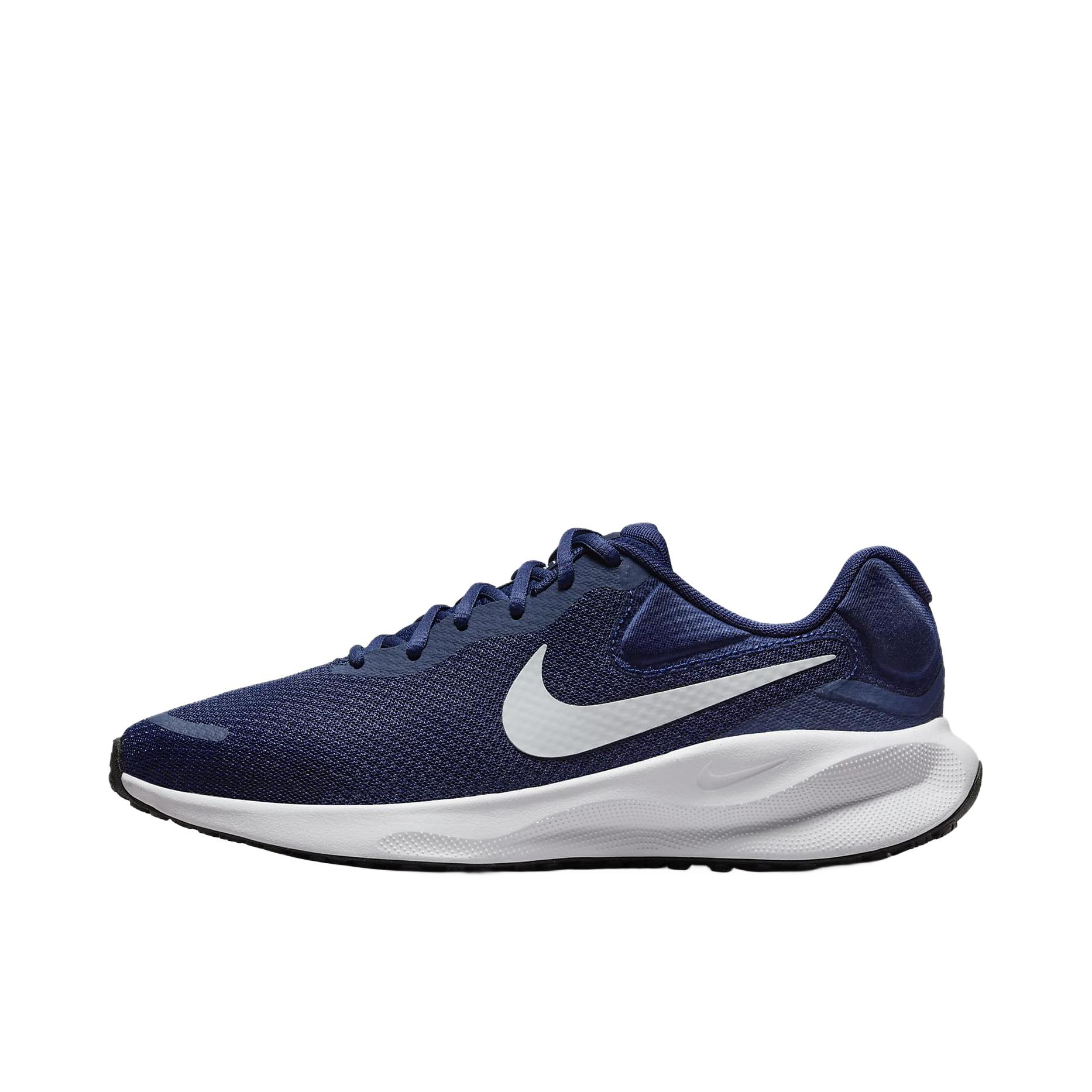 推荐商品：Nike Revolution 7 跑鞋 舒适百搭耐磨透气减震休闲运动支撑训练轻便易穿脱 白/蓝