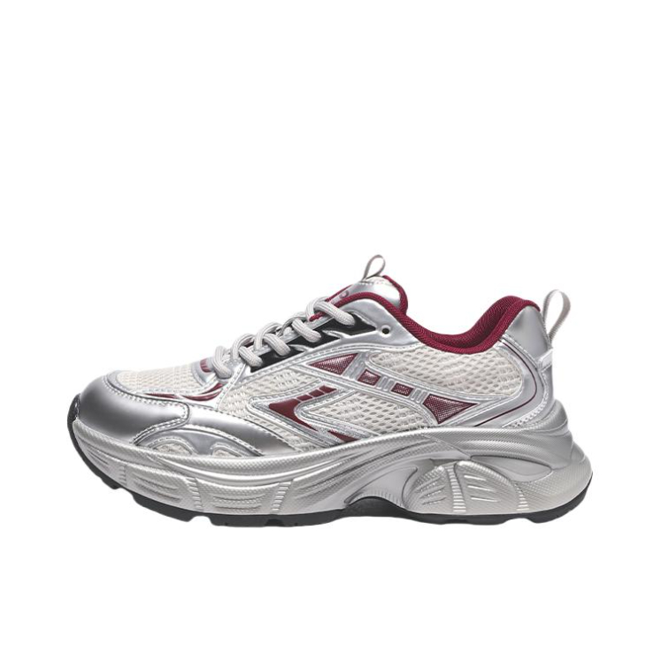 推荐商品：热风 舒适 耐磨 防滑 老爹鞋 H42W25106 女款/银色/红色