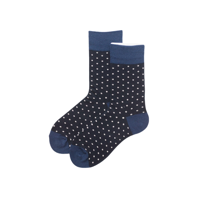 hello monday 中性风小圆点棉质中筒袜