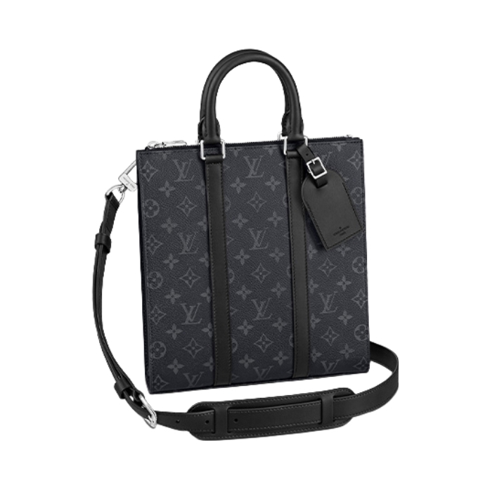 Louis Vuitton Sac Plat Cross 可拆卸可调节肩带拉链涂层帆布拼牛皮革饰边手提单肩斜挎包 黑色