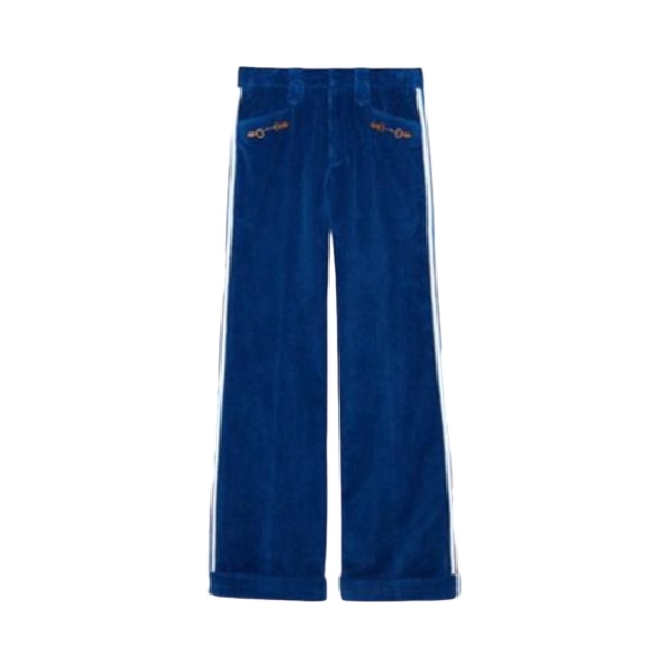 Gucci/古驰 x adidas 联名款 Logo暗印宽松直筒休闲长裤 696656-Z8A2B 蓝