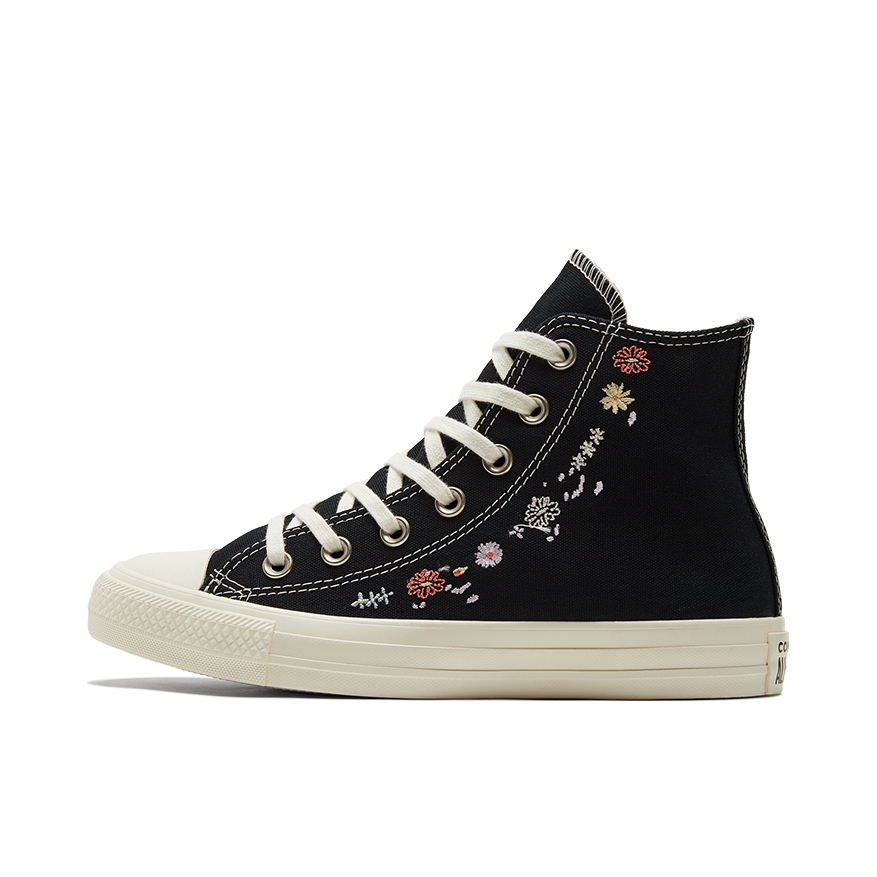 推荐商品：Converse/匡威 Chuck Taylor All Star 帆布鞋 常青款轻便防滑耐磨百搭复古圆头减震贴合高帮 黑色/花卉刺绣