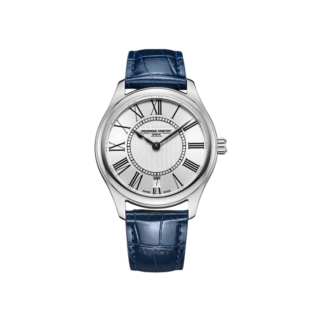 推荐商品：Frederique Constant/康斯登 36mm牛皮表带简约经典商务日历石英女士手表