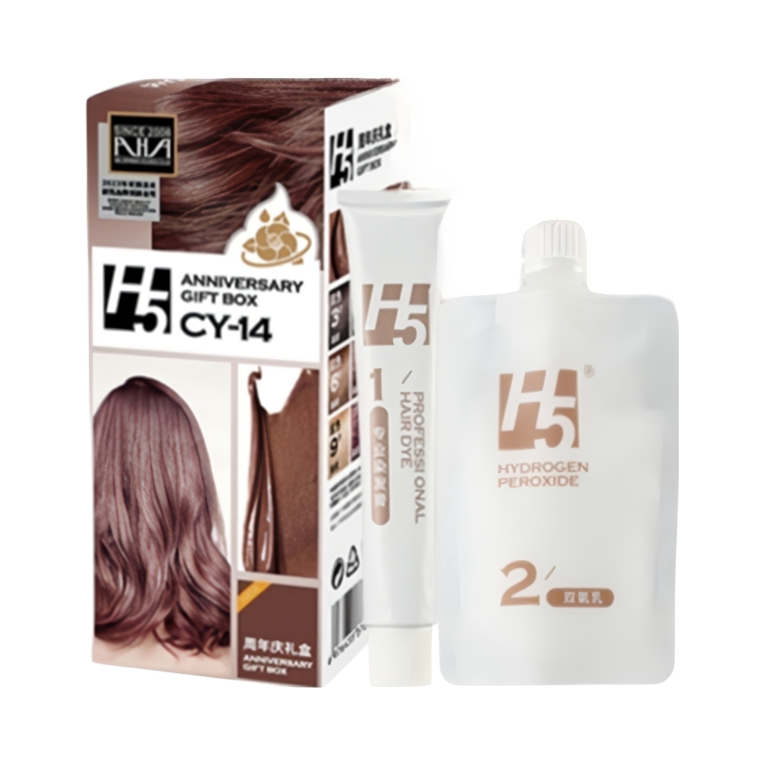 推荐商品：H5 天然纯植物无氨水配方染发剂 自己在家染发 免漂显白