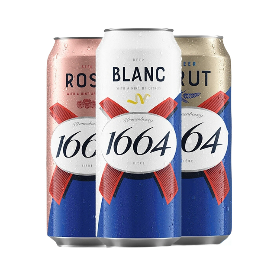 推荐商品：kronenbourg1664/克伦堡1664 啤酒 500ml/罐 9.6°P/11.8°P 多口味组合 聚会