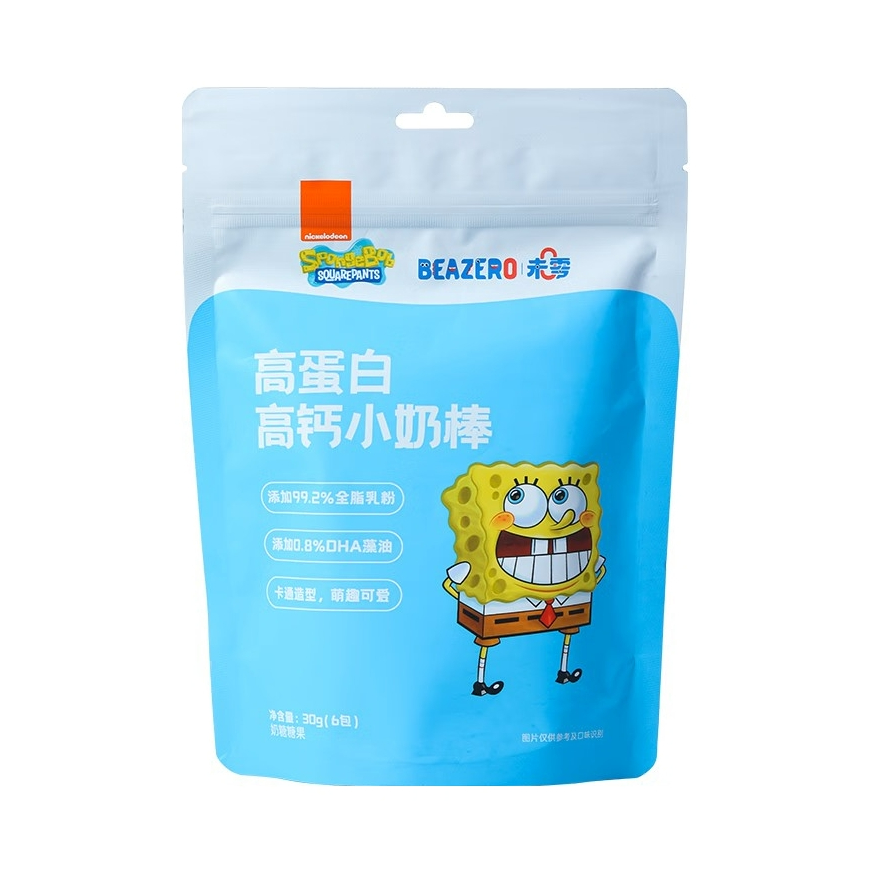 推荐商品：海绵宝宝/BEAKID 未零高蛋白高钙小奶棒