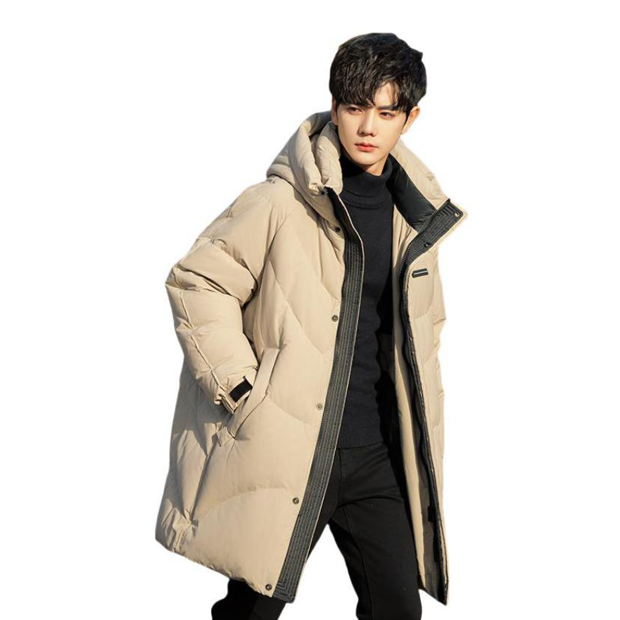 推荐商品：YINNPULL/鹰普 亲肤中长款连帽加厚保暖羽绒服 YP-2999 杏