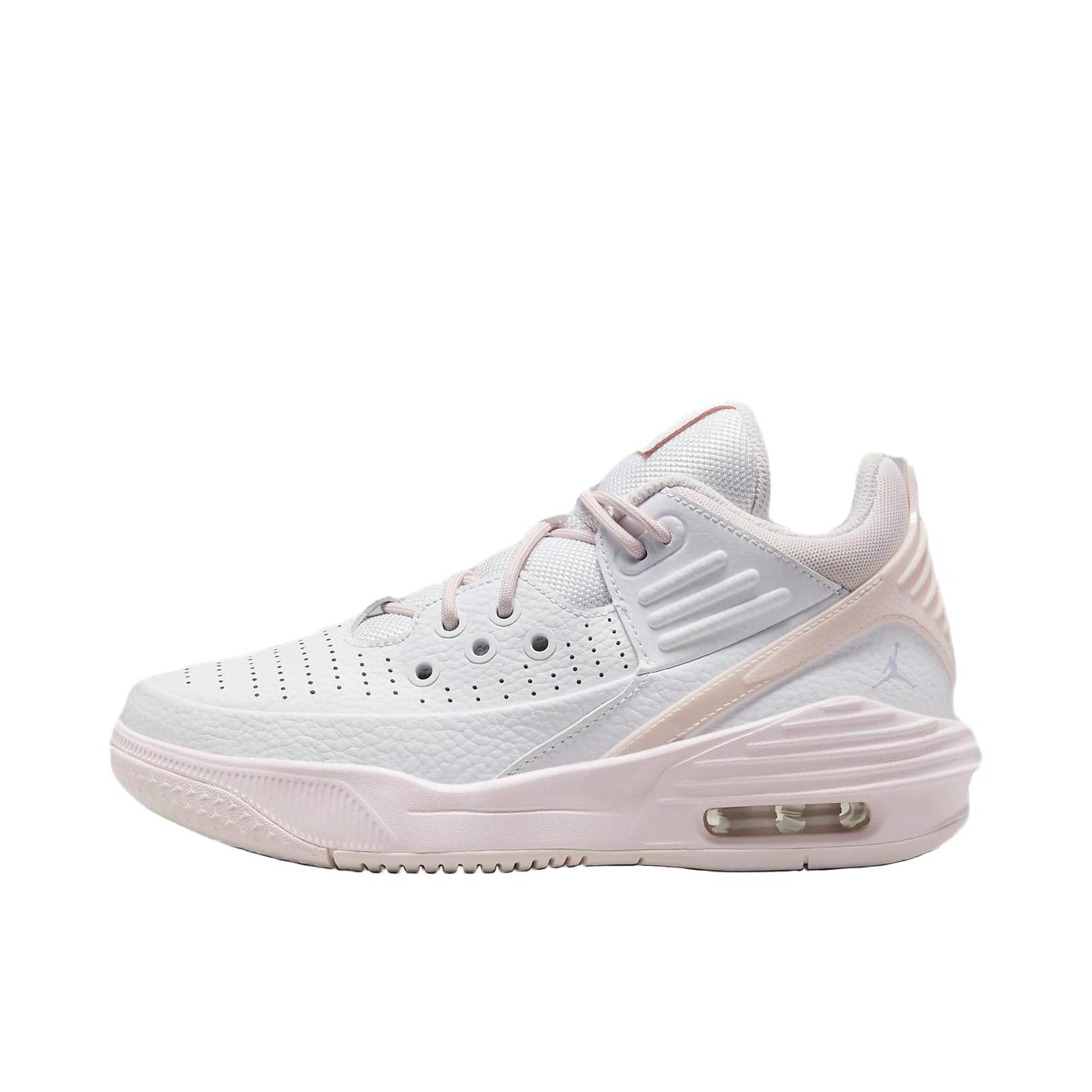 推荐商品：Jordan Max Aura 5 篮球鞋 舒适减震防滑耐磨透气支撑织物复古气垫 大童/粉色/白色