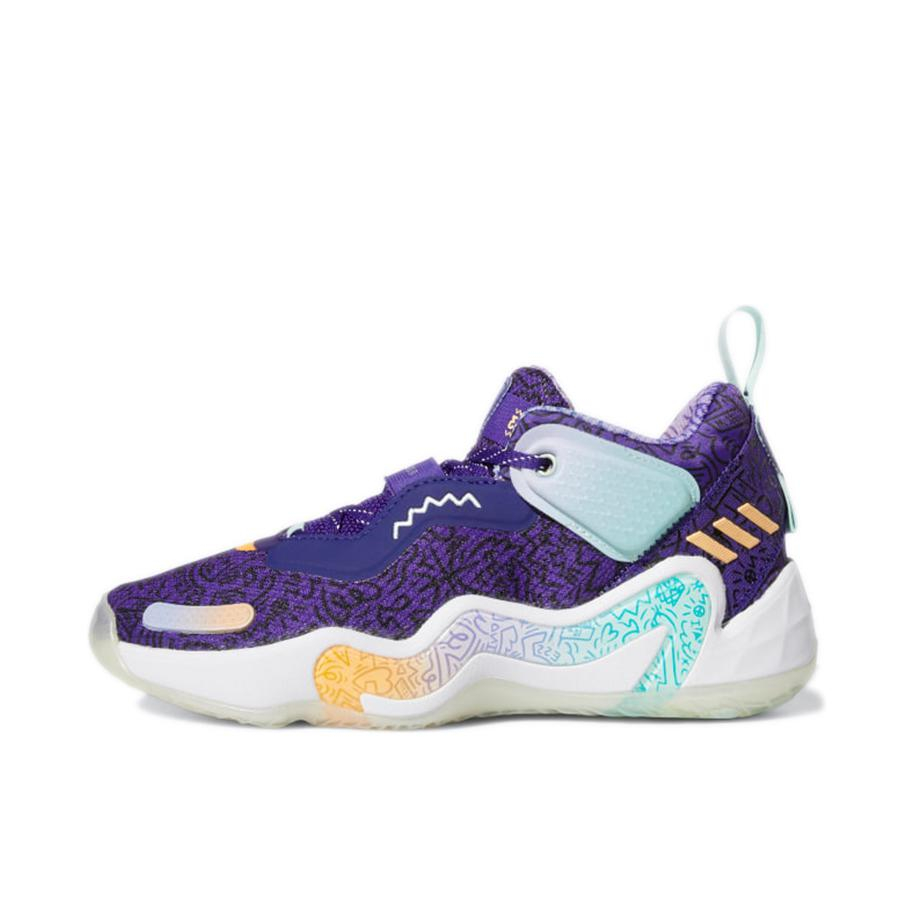 推荐商品：adidas D.O.N. Issue 3 米切尔3代 篮球鞋 透气减震耐磨实战包裹性支撑 大童/紫色/蓝色